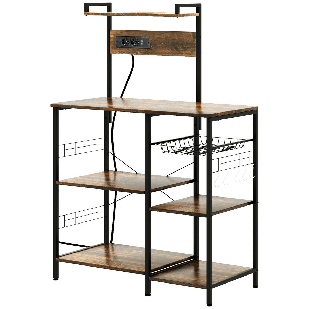 MIKROWELLENREGAL DE-11108 Integrierte Steckdosen Braun - Braun, Holzwerkstoff (42/130/90cm) - ComfortXL
