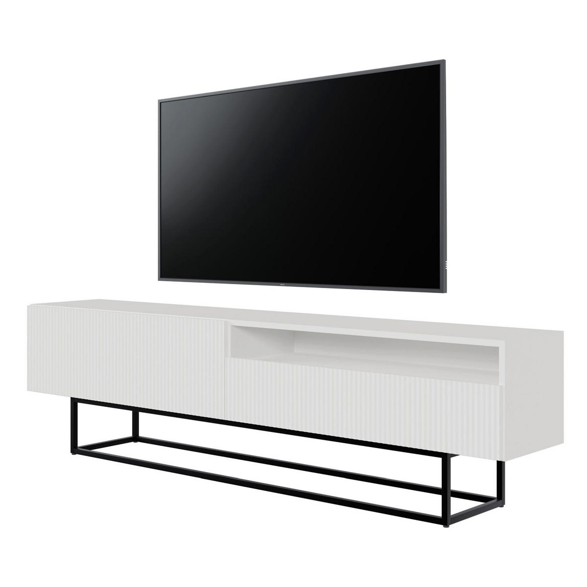 TV-SCHRANK Veldio Weiß Schwarz mit offenem Fach 175 cm - Schwarz/Weiß, Holzwerkstoff/Metall (175/46.5/31.6cm) - Selsey