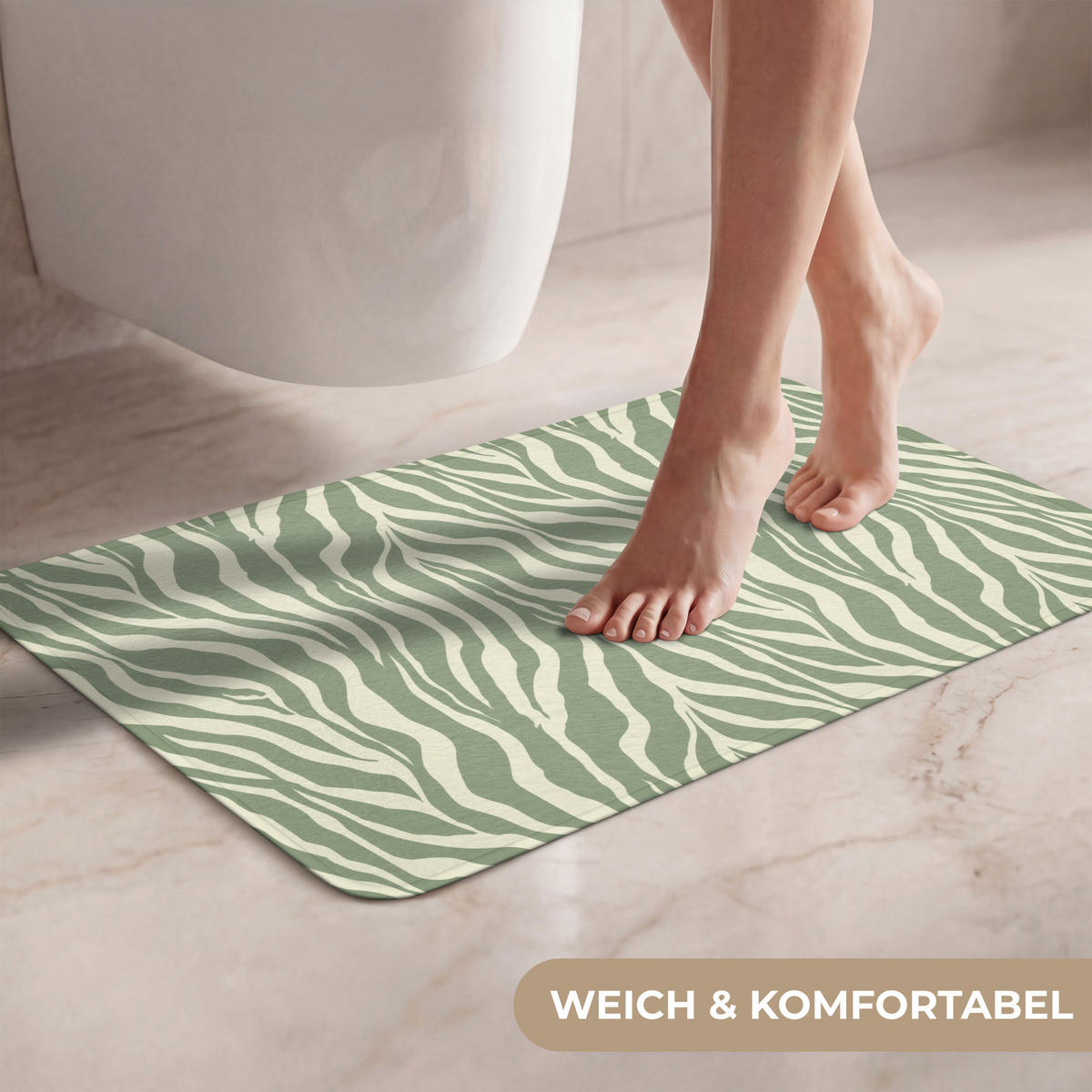 WC PŘEDLOŽKA Zebra - Motiv - zelená 60x40 cm - šalvějově zelená, textil/plast (60/1cm) - OnlyWow