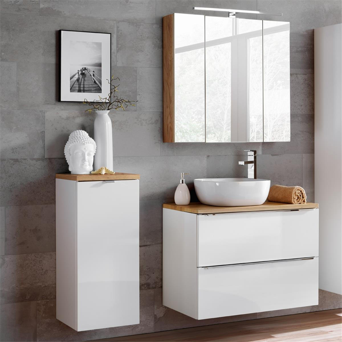 Lomado Badmöbel-Set Weiß 135x190x46 cm