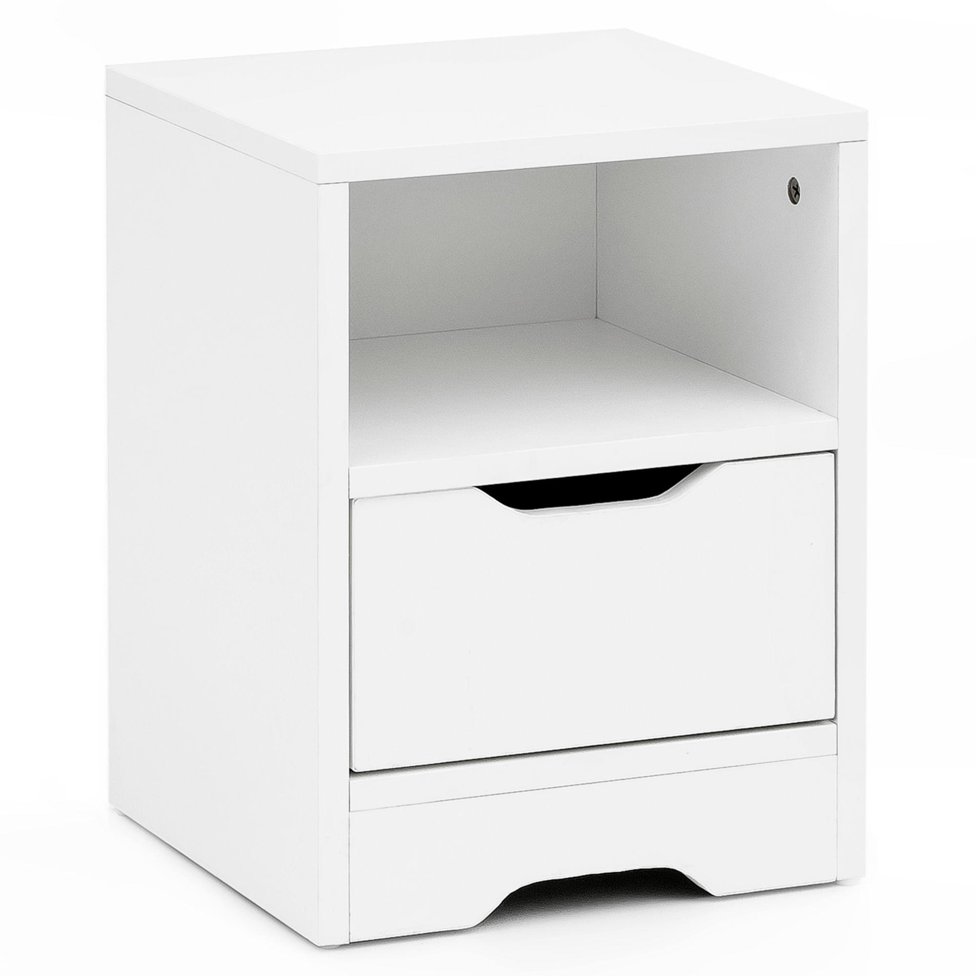 NACHTTISCH Modern Schublade Ablage Kratzfest ILM, Weiß 31x31x43 cm - Weiß, Holz (31/43/31cm) - KADIMA DESIGN