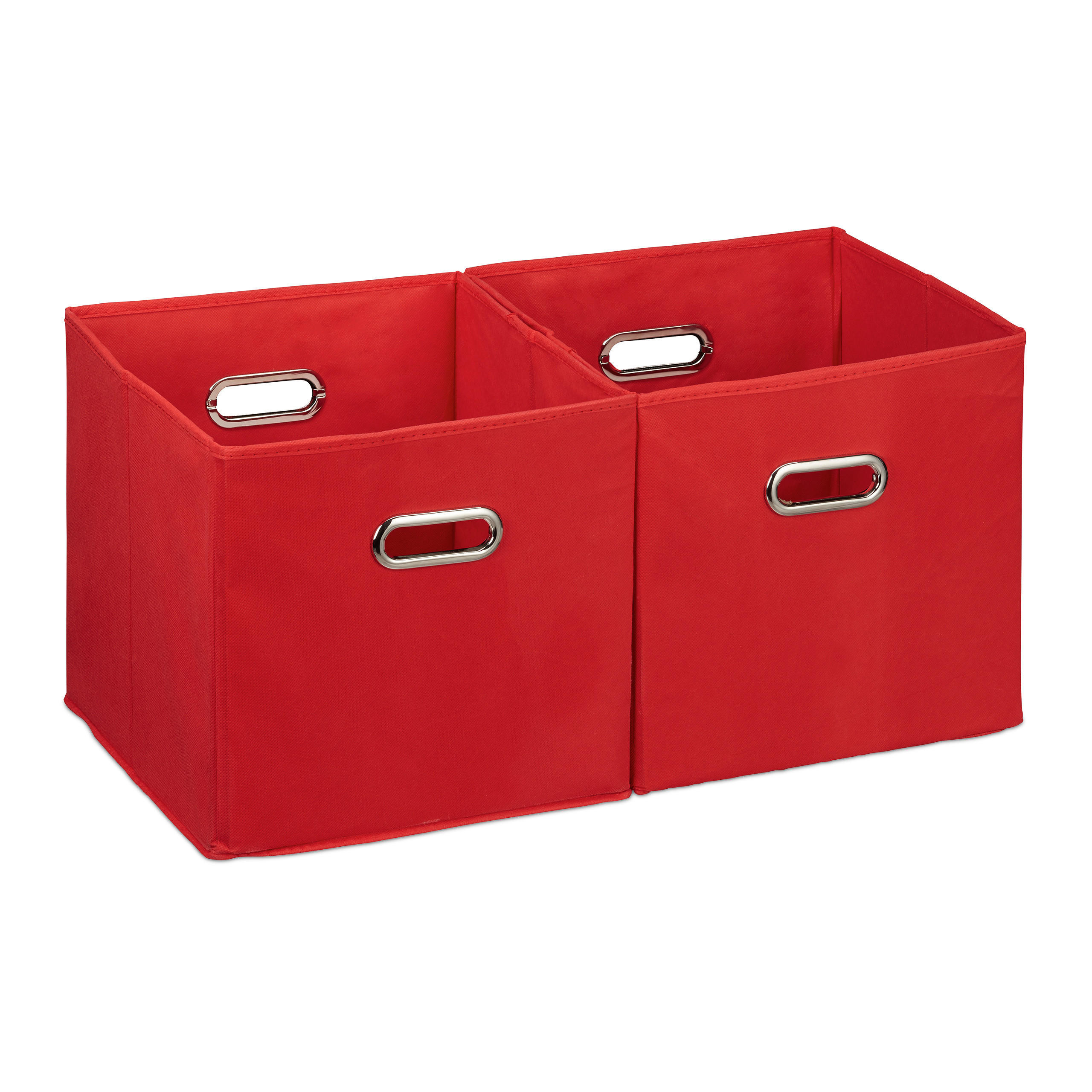 2XAUFBEWAHRUNGSBOX - Rot, Wellpappe/Textil (30/30/30cm) - Relaxdays