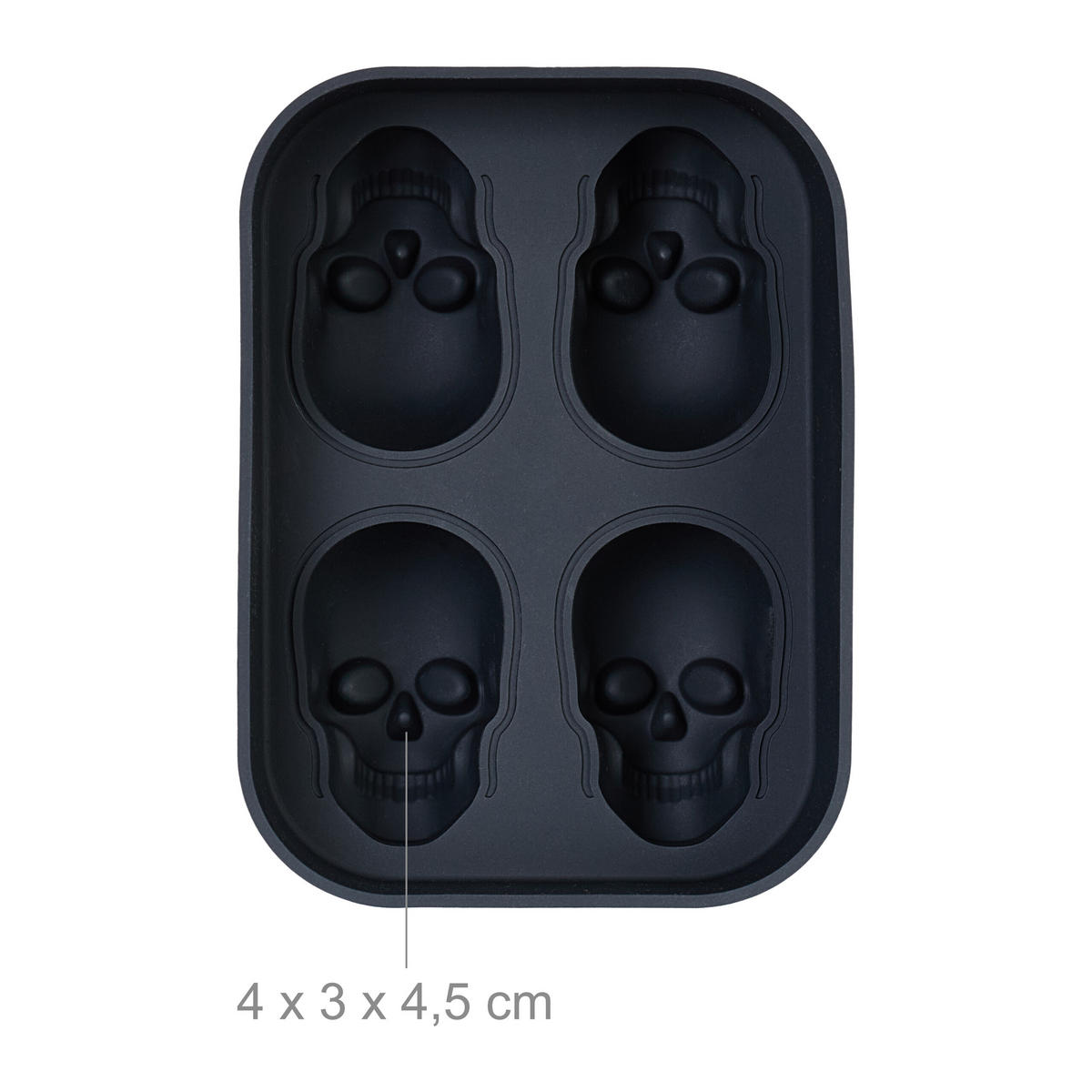 2XTOTENKOPF-EISWÜRFELFORM - Schwarz, Kunststoff (8.5/4.5/11.5cm) - Relaxdays
