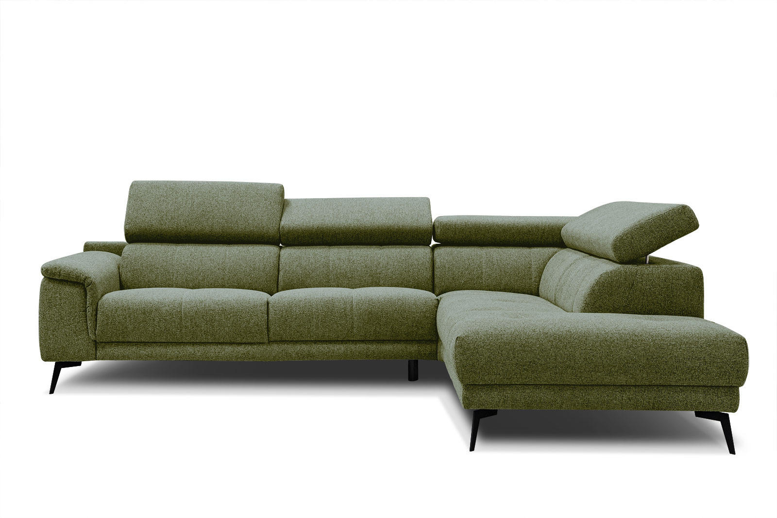 ECKSOFA FIERO 5-Sitzer, olivgrün - Schwarz/Olivgrün, Holzwerkstoff/Textil (290/228cm) - Courtois Laville