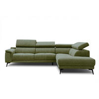 ECKSOFA FIERO 5-Sitzer, olivgrün - Schwarz/Olivgrün, Holzwerkstoff/Textil (290/228cm) - Courtois Laville