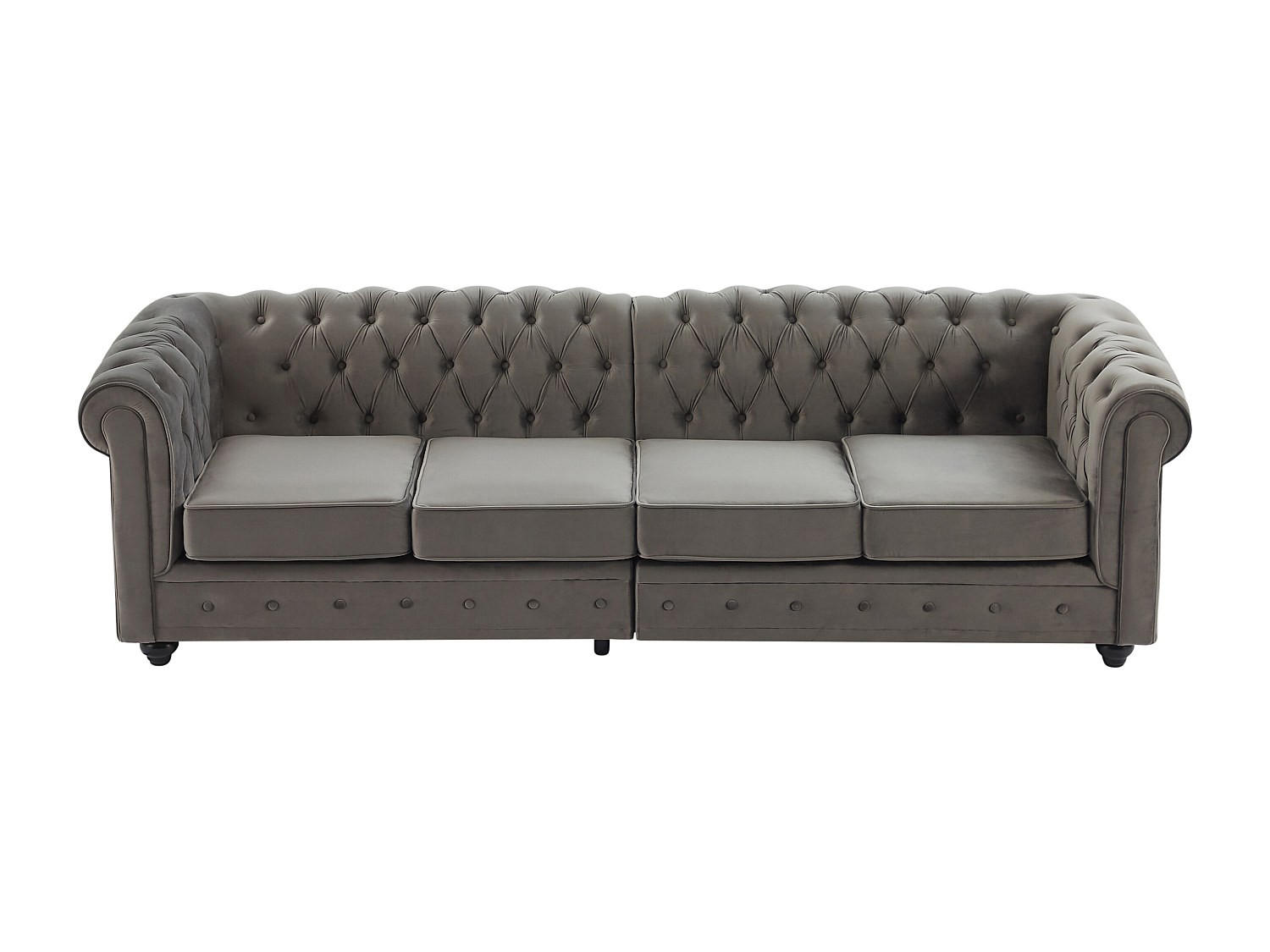 SOFA - 4 Personen - stoff - anthrazitgrau Chesterfield - Anthrazit, Textil (256/72/87cm) - Vente-Unique