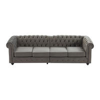 SOFA - 4 Personen - stoff - anthrazitgrau Chesterfield - Anthrazit, Textil (256/72/87cm) - Vente-Unique