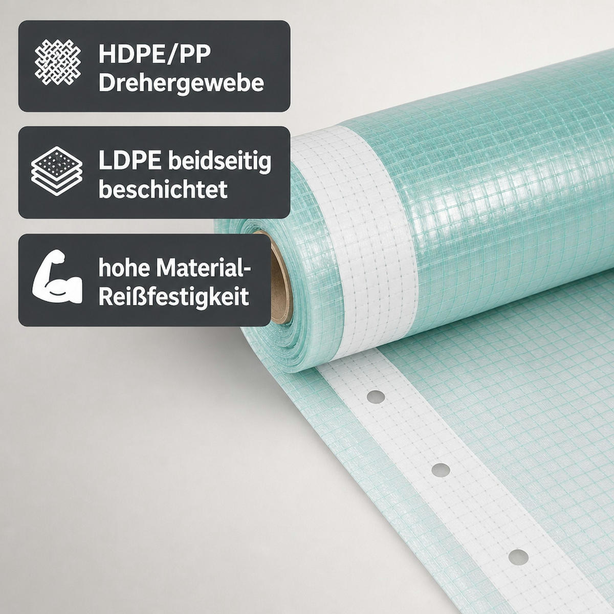 GITTERFOLIE m. Nagelrand 3 Breite x 8 Meter - Türkis, Kunststoff (800/300/1cm) - BONI-SHOP