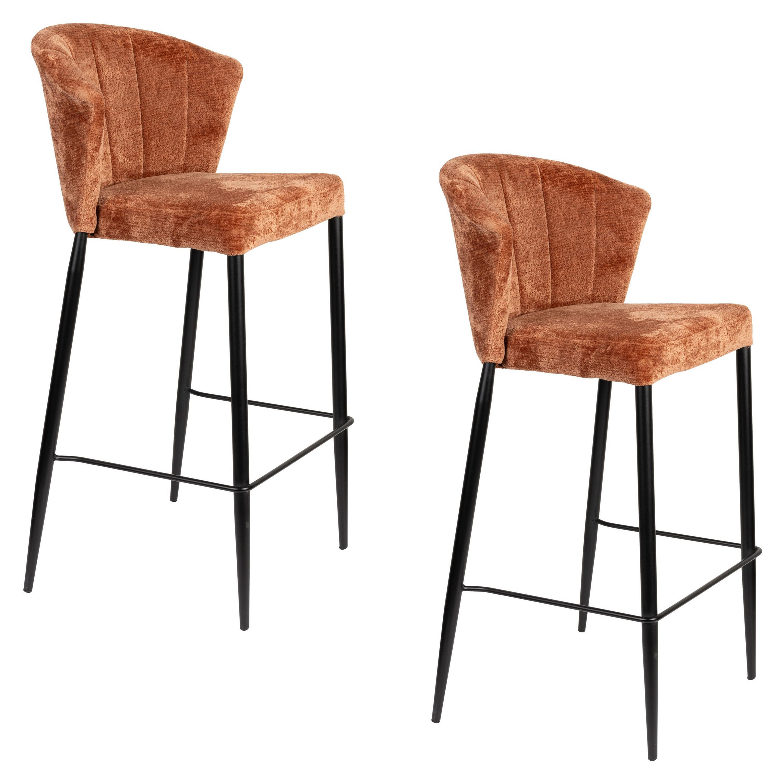 BARHOCKER Georgia Rückenlehne 73 cm Orange - 2 er Set - Rot, Holz (54/101/56cm) - Dutchbone