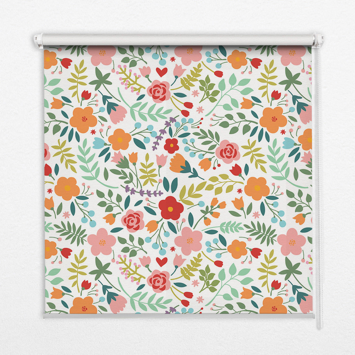 ROLLO LICHTDURCHLÄSSIG 120x140 cm Gemalte Blumen - Grün, Textil (120/140cm) - TULUP