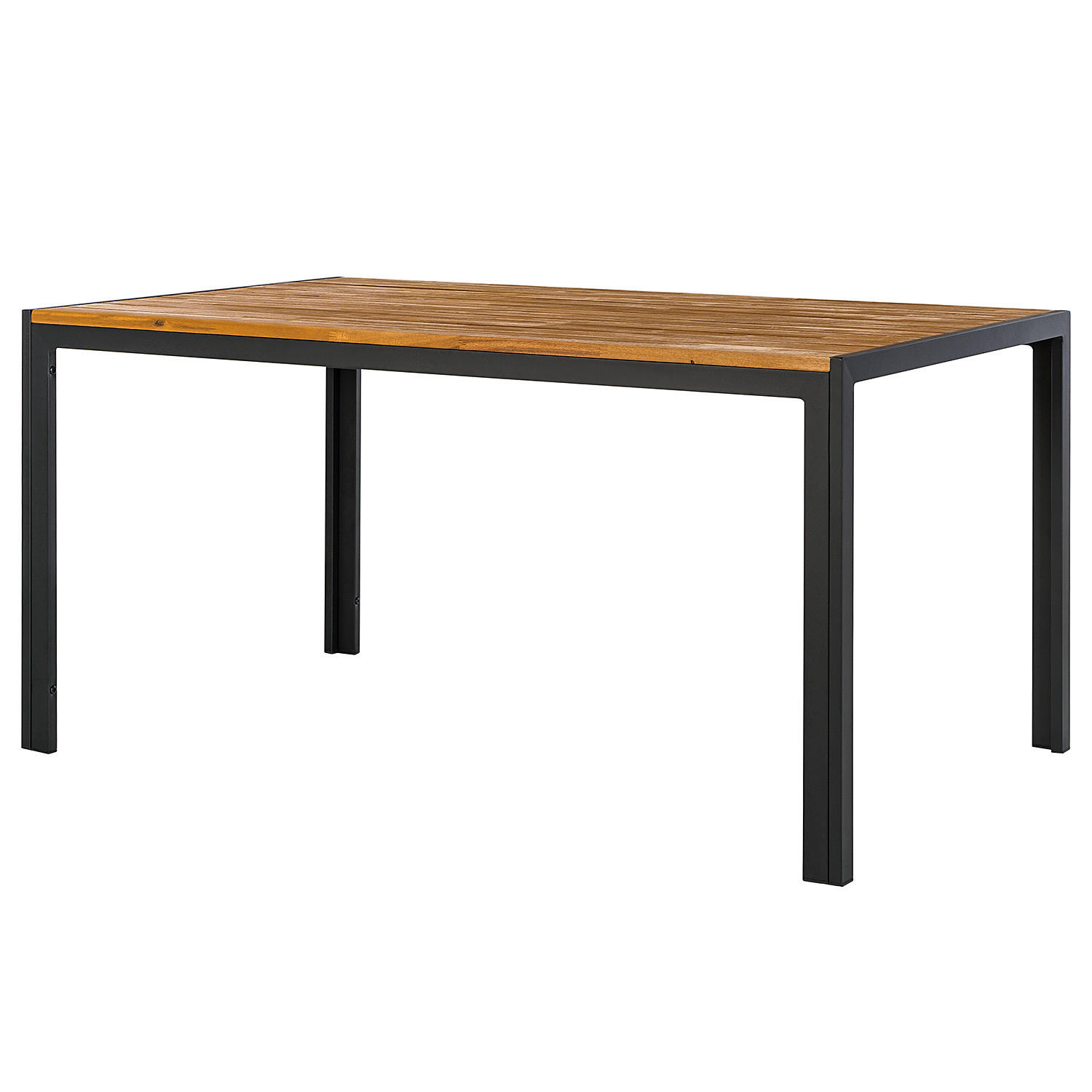 GARTENTISCH - Akazie massiv / Aluminium - Schwarz/Braun, Holz (90/150/73cm) - home24