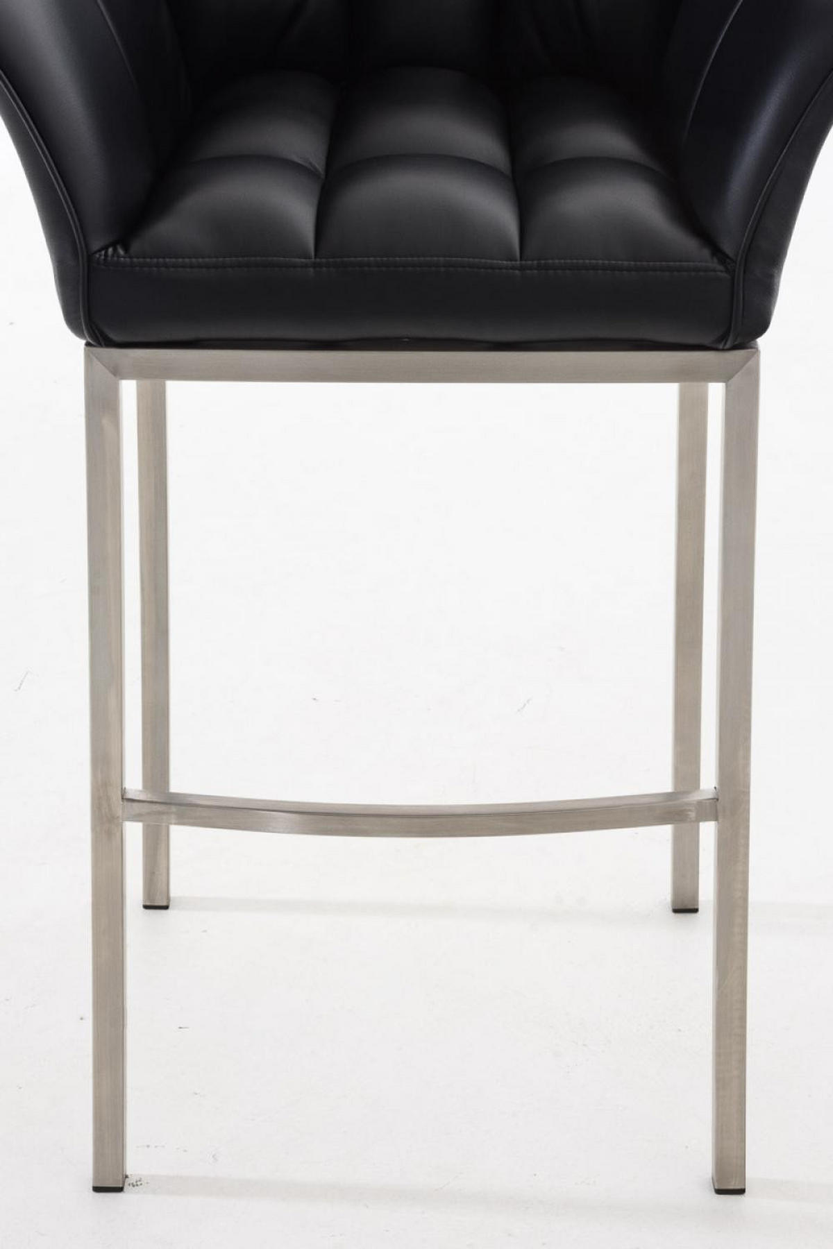 BARHOCKER Lederlook schwarz - Edelstahlfarben/Schwarz, Textil/Metall (64/110/48cm) - CLP