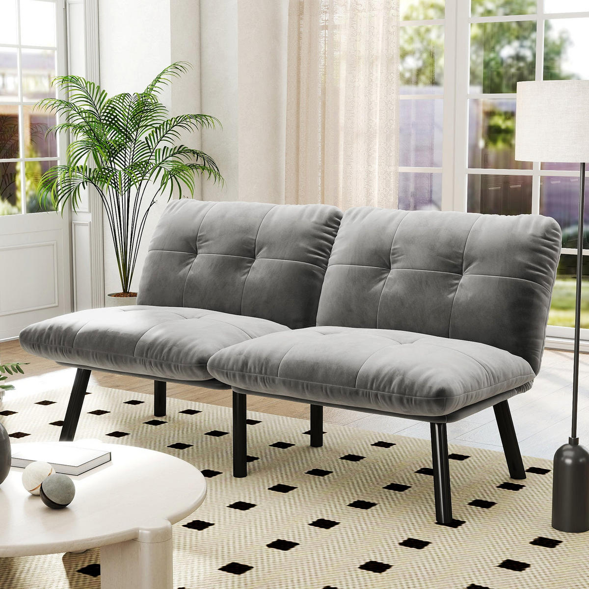 SCHLAFSOFA/SCHLAFSOFA aus Samtstoff, Grau - Grau, Textil (81/78/160cm) - Urban Meuble