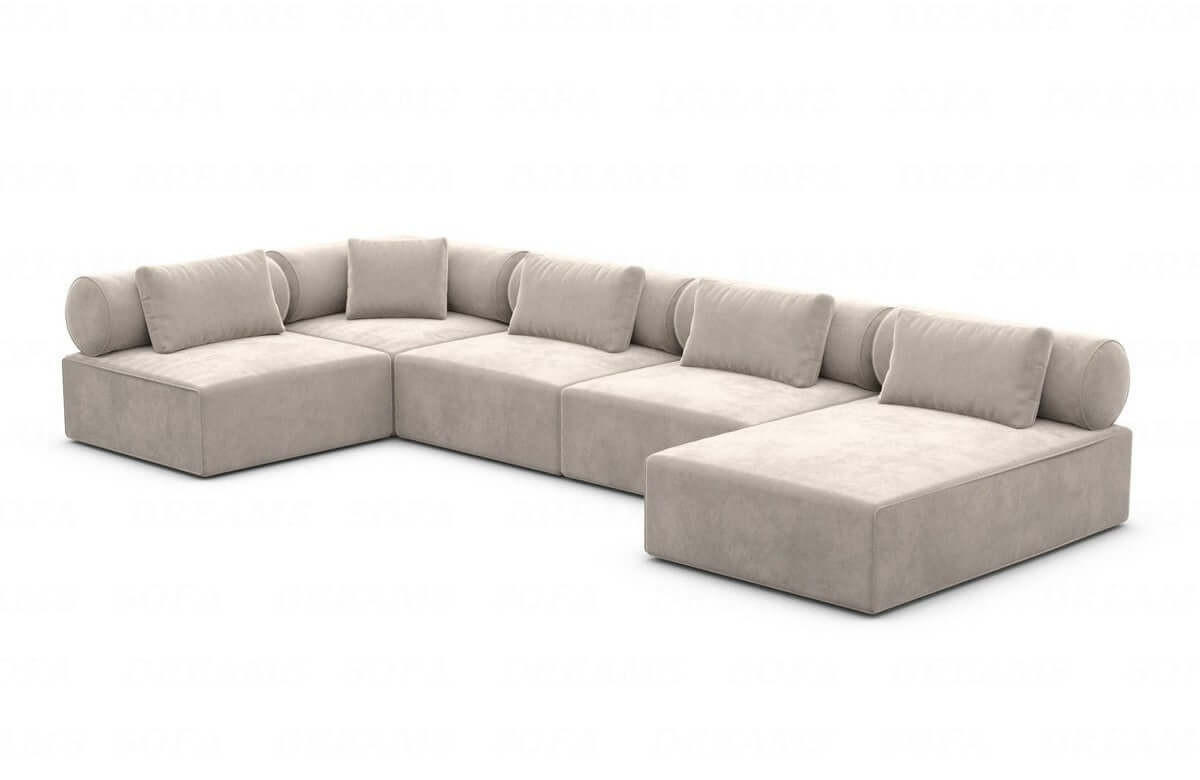 WOHNLANDSCHAFT Cipriani Sand Samtstoff - Sandfarben, Kunststoff (400/77/200cm)