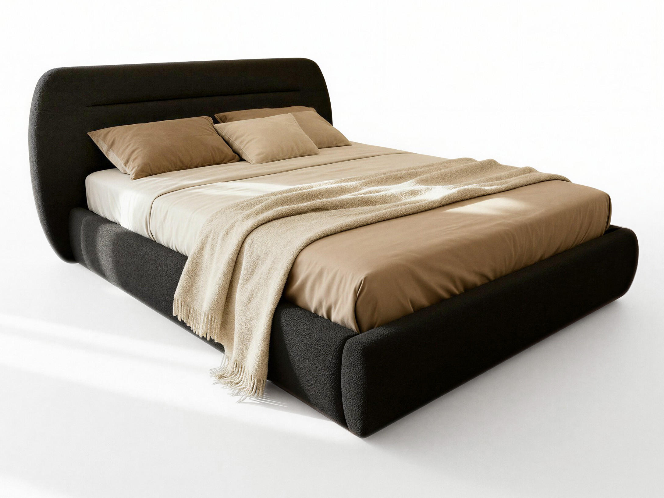 POLSTERBETT Orio - Eichefarben/Schwarz, Holz/Kunststoff (180/200cm) - Sofnet