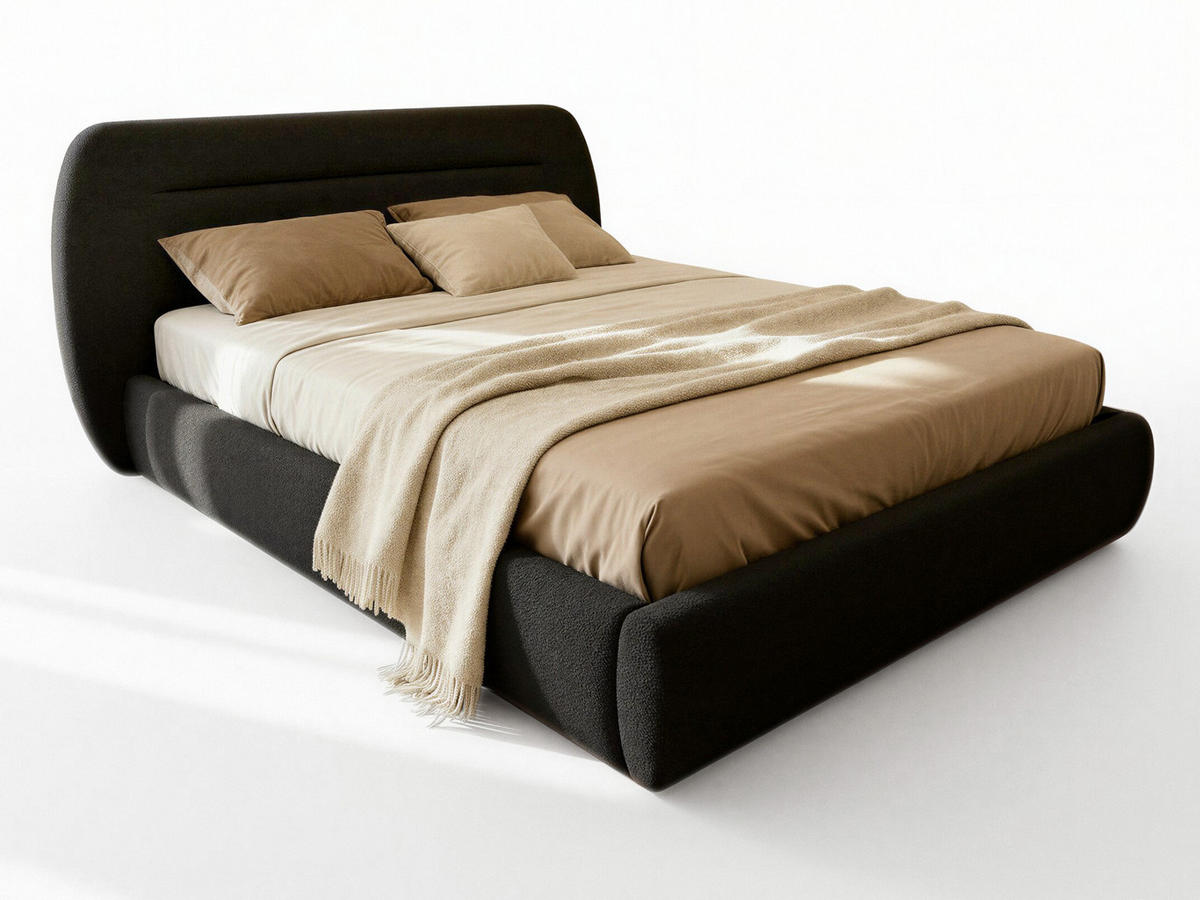 POLSTERBETT Orio - Eichefarben/Schwarz, Holz/Kunststoff (180/200cm) - Sofnet