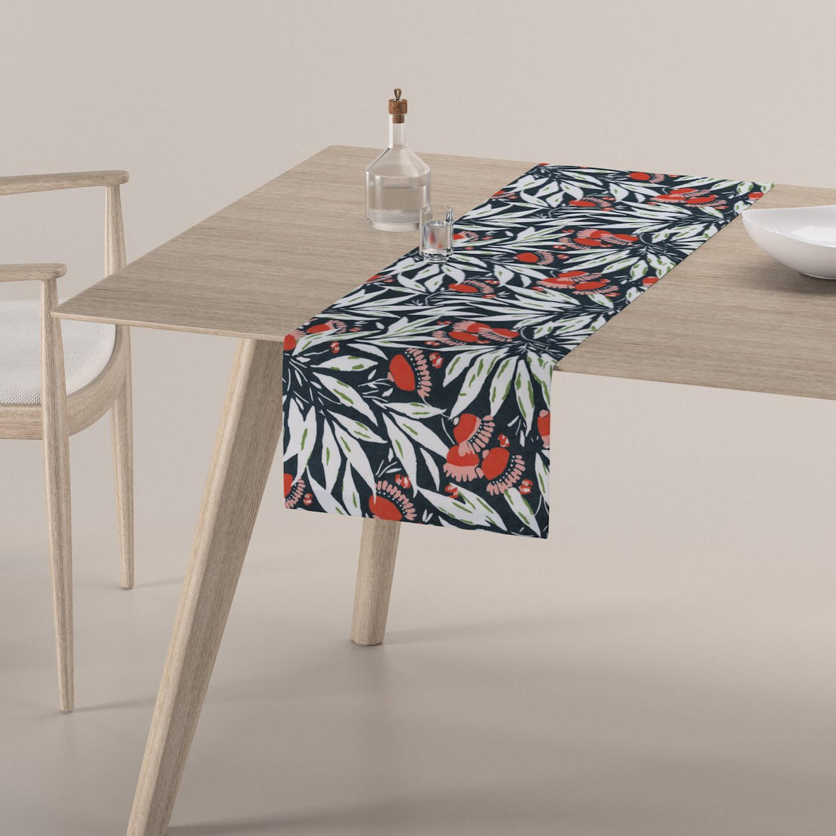 TISCHLÄUFER Eden, blau und weiß, 40x130 cm - Blau, Textil (40/130cm) - Dekoria
