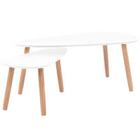 2-TLG. Couchtisch-Set Massivholz Kiefer Weiß - Weiß, Holz (100/50/40cm) - furnicato