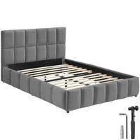 POLSTERBETT Shirley, Belastbarkeit 250 kg, Samtoptik dunkelgrau - Dunkelgrau, Holz (120/200cm) - tectake