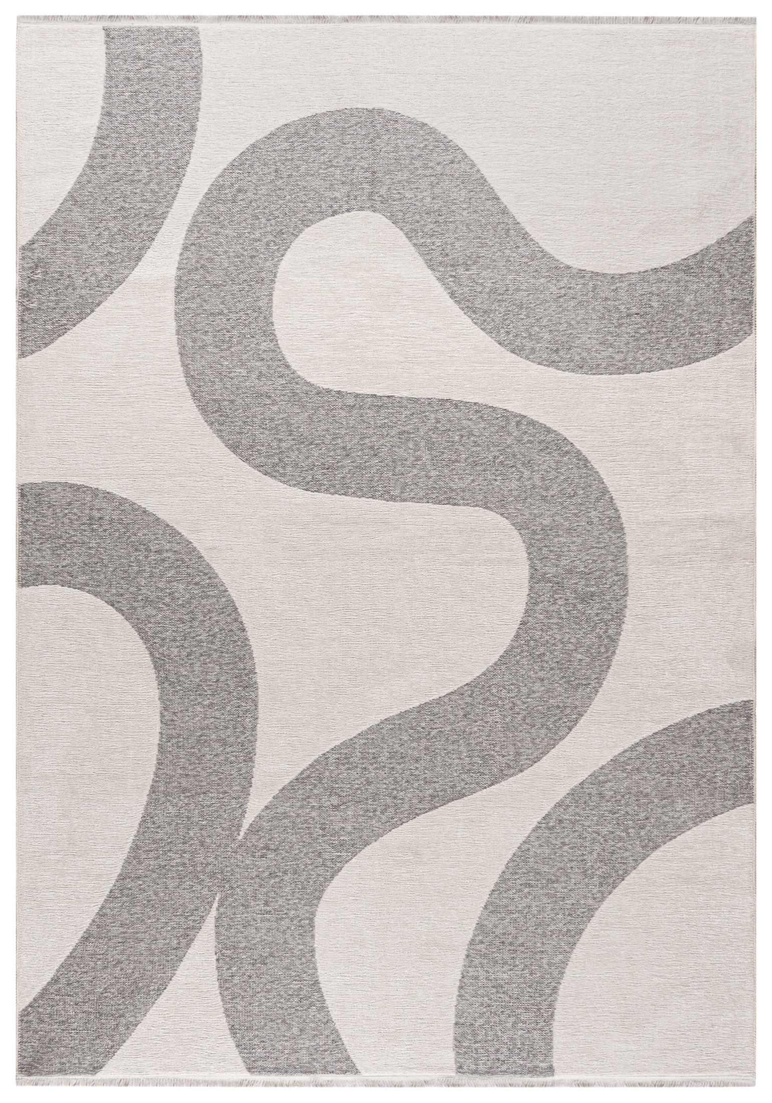 TEPPICH Zweiseitiger Weiß Modern Geometrisch - Kurzflor Rechteckig Weich - Ecru Graphit Grau - 120 x 170 cm - Ecru/Champagner, Textil (120/170cm) - Mazovia