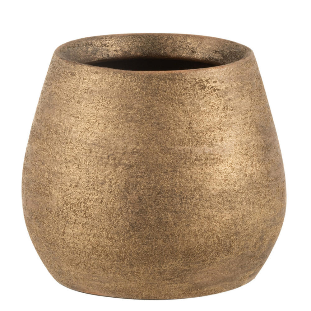 BLUMENTOPF UNREGELMÄßIG - Töpferei - Gold - S - 2er set - Ø 16 cm - Goldfarben, Keramik (16/14cm) - J-Line