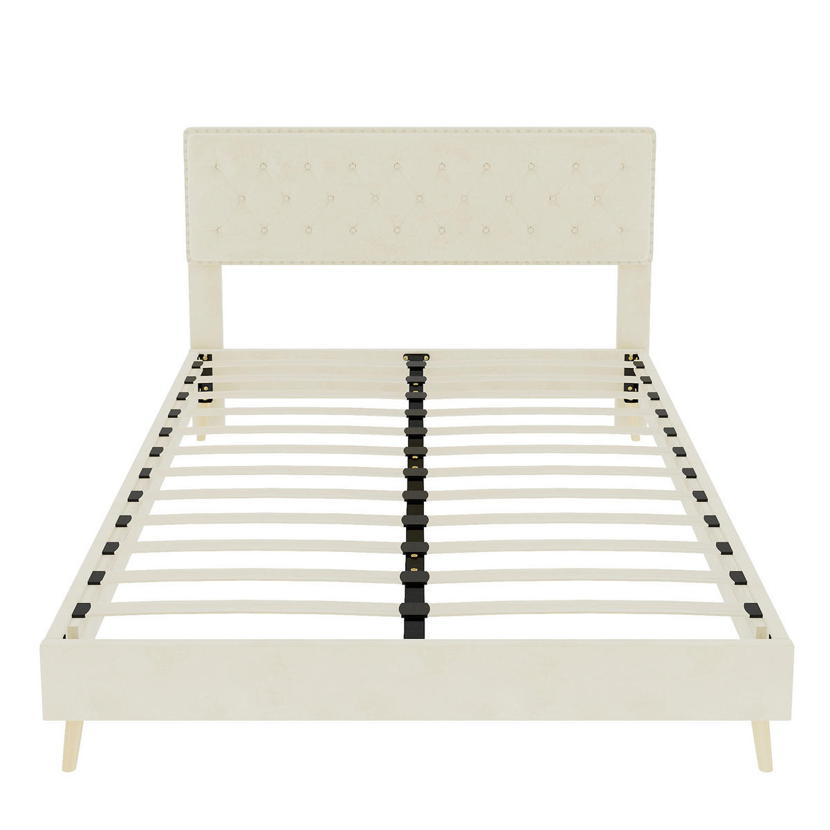 POLSTERBETT 160/200 cm DE-32971 mit Matratze Beige - Beige, Metall (160/200cm) - ComfortXL