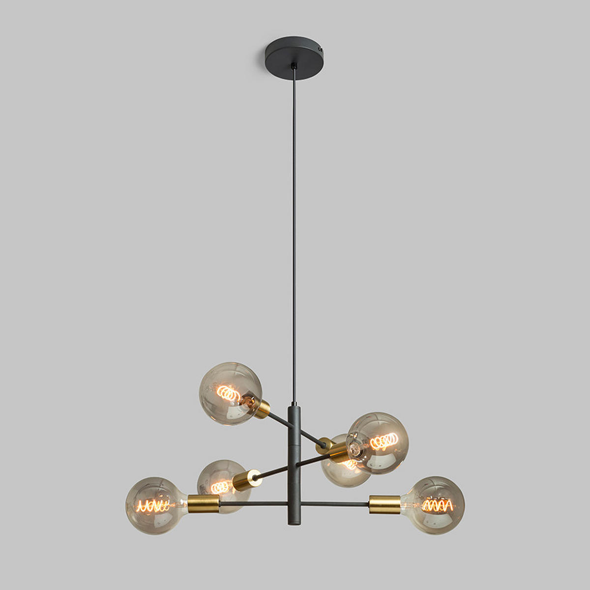 PENDELLEUCHTE ARTEMIA 6 Schwarz 90 W - Schwarz, Metall (30/30/120cm) - Rendl