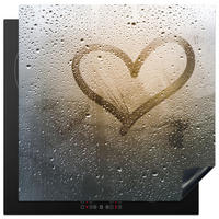 HERDABDECKPLATTE Herz - Kondenswasser - Wasser - 3D Induktionsmatte 78x78 cm - Grau, Kunststoff (78/78/0.2cm) - MuchoWow