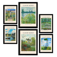 POSTER Set Mit 6 Monet Posterblatt 2 Malergalerie A3 & A4 Schwarzer Rahmen - Schwarz, Papier (29/3cm) - Nacnic