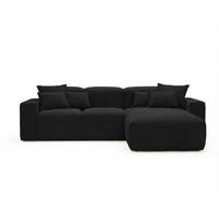 ECKSOFA Leni Schwarz Rechts - Schwarz, Holz/Textil (180/265cm) - Graingold