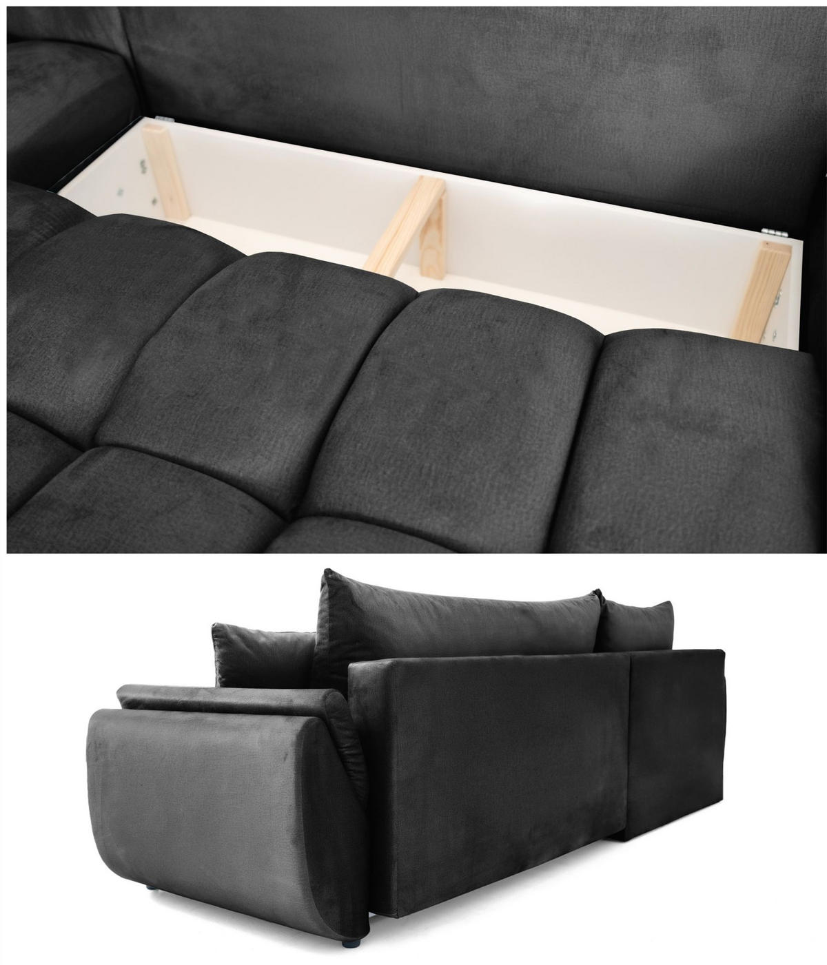 ECKSOFA Collin Mit Schlaffunktion - Dunkelgrau, Holzwerkstoff/Textil (280/185cm) - Fun Möbel