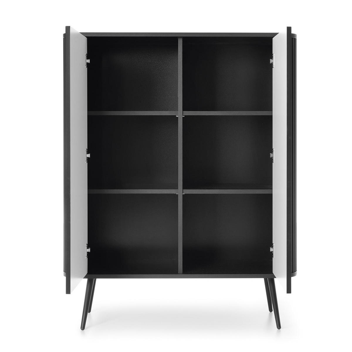 HIGHBOARD Zova Schwarz, Schwarze Beine, Hochkommode - Schwarz, Holzwerkstoff/Metall (103/129/39cm) - Bettso