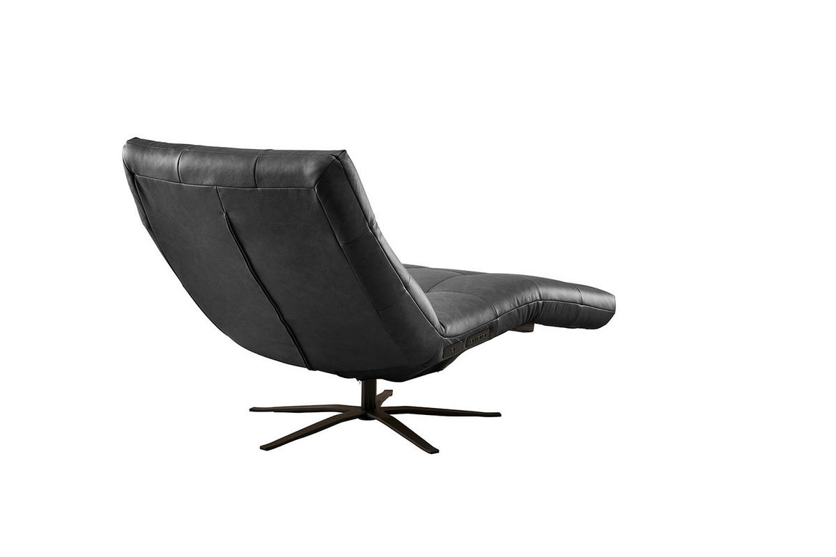 RELAXLIEGE LETICIA Schwarz Leder - Schwarz, Leder/Metall (82/115/156cm) - KAWOLA