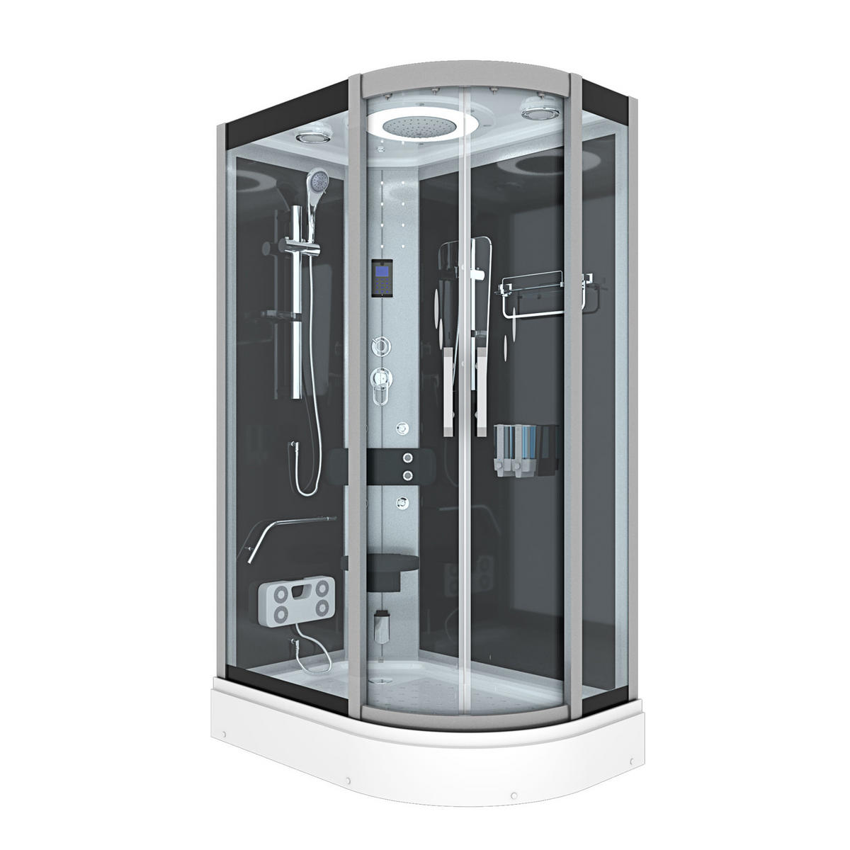 DUSCHE Duschkabine D60-73T0R Schwarz 80x120 - Schwarz, Glas/Kunststoff (80/120/215cm) - AcquaVapore by Sandra Jentho