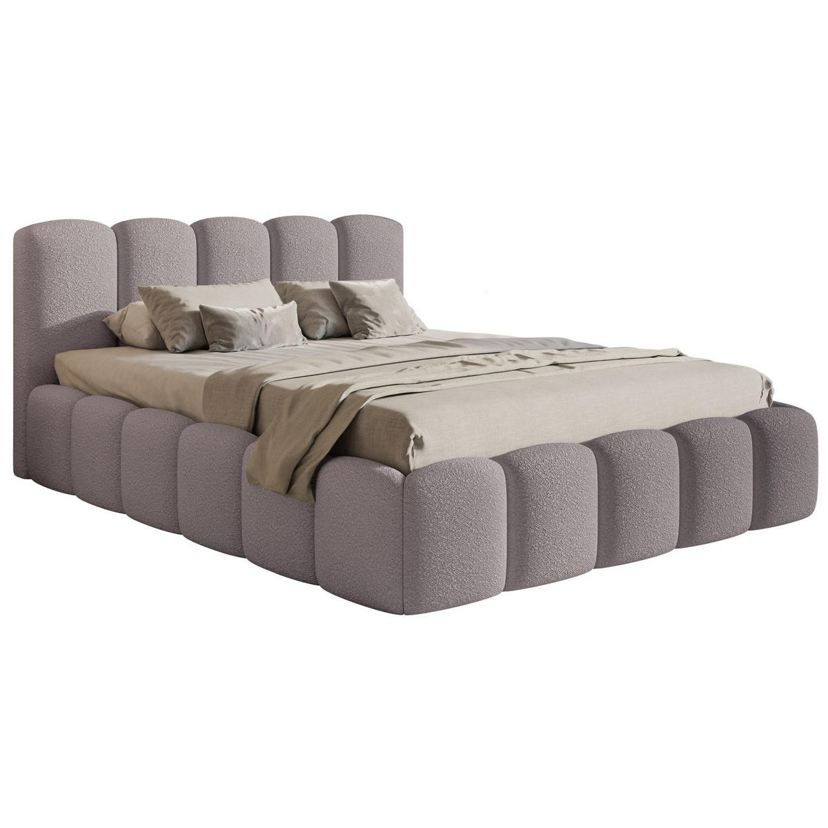 POLSTERBETT Cloudy II Taupe 140x200 cm - Graubraun, Holz/Textil (140/200cm) - Selsey