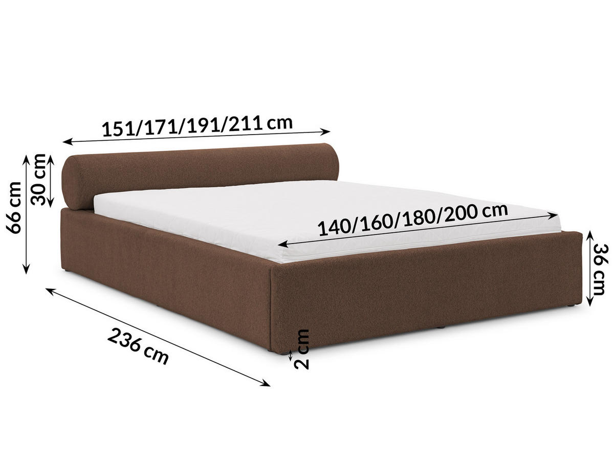 POLSTERBETT 160/200 cm Josy im Designer-Look mit Bettkasten und Lattenrost aus Braun Chenille-Stoff - Schwarz/Braun, Holz/Kunststoff (160/200cm) - S-Style Möbel