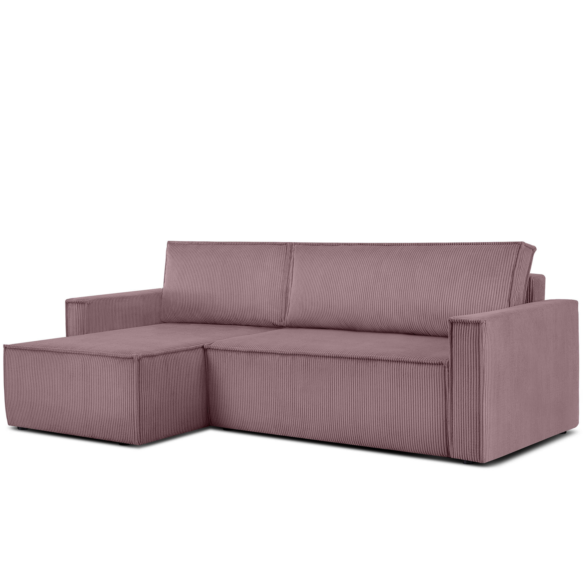 ECKSOFA-LINKS/RECHTS NAPI Schlaffunktion mit Cordbezug, lila - Violett/Schwarz, Textil (246/148cm) - KONSIMO®
