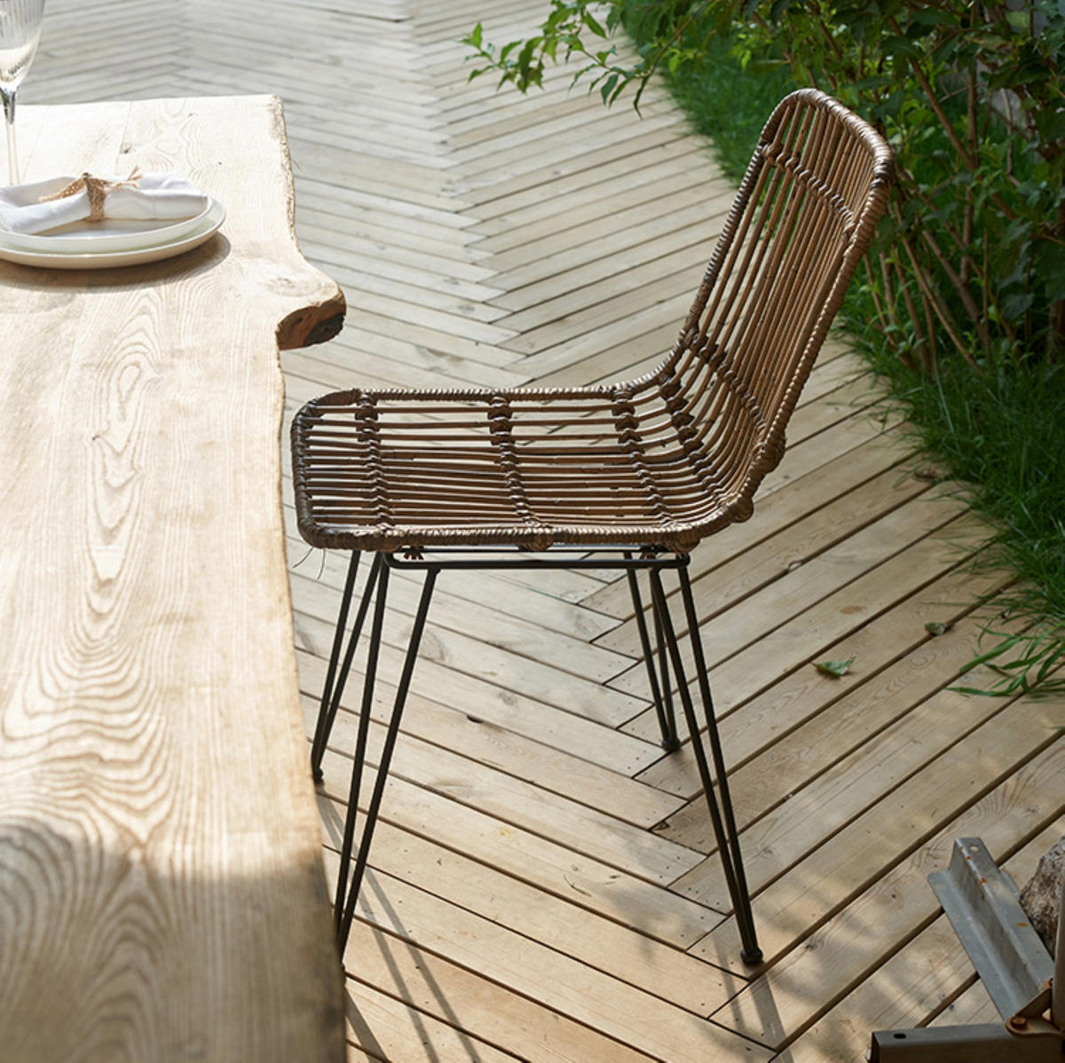STUHL 2er-Set Rattan Braun - Braun, Holz (42/82/46cm) - Nordlys