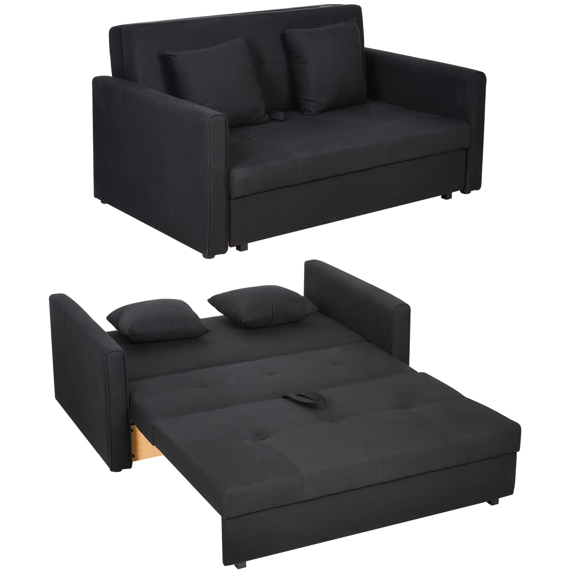 SCHLAFSOFA 2er-Sitz DE-14605 mit integriertem Stauraum Dunkelgrau - Dunkelgrau, Textil (152/81/101cm) - ComfortXL