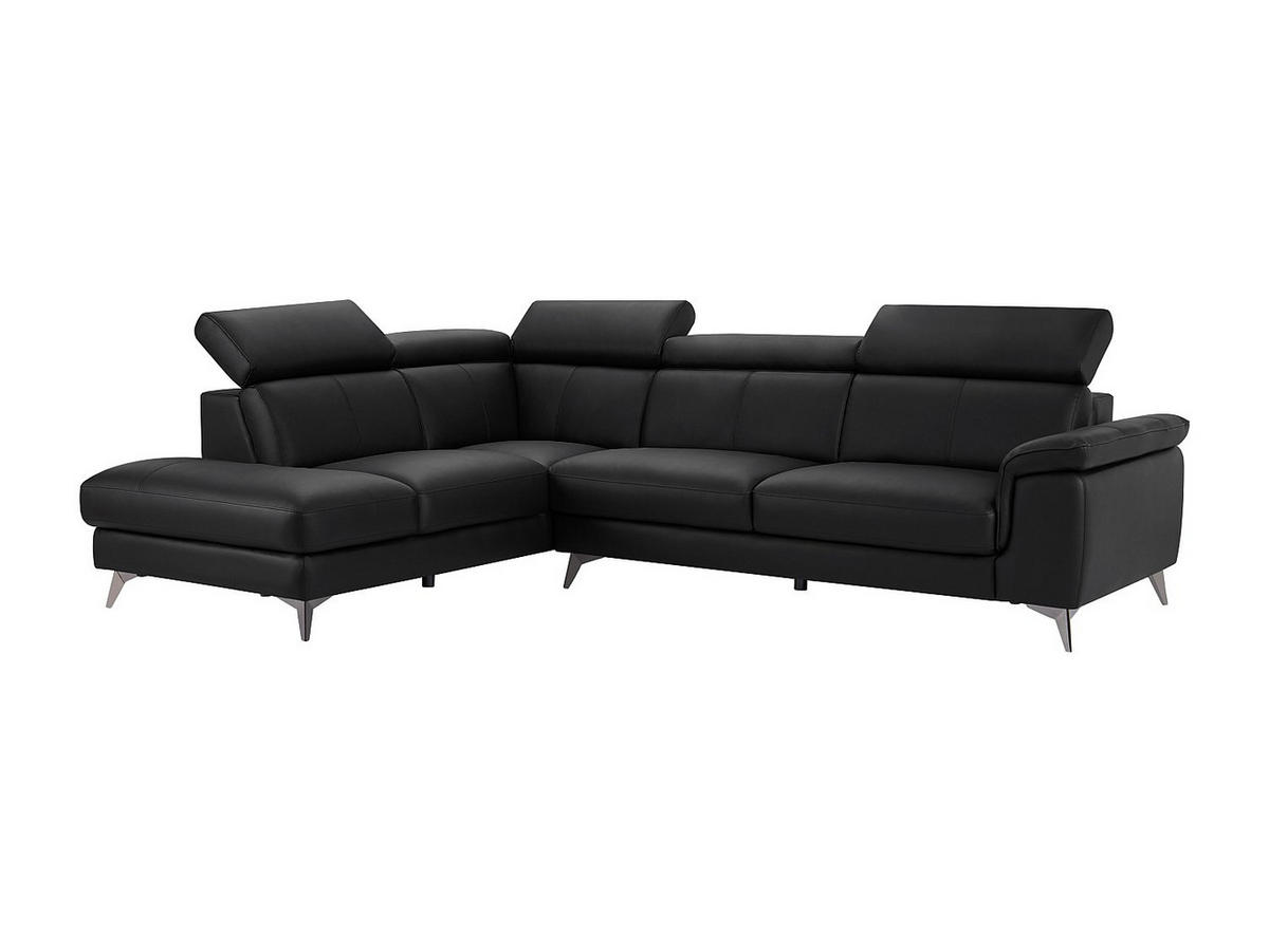 SOFA - 6 Personen - leder - schwarz Maramba - Schwarz, Leder/Metall (288/82/219cm) - Vente-Unique