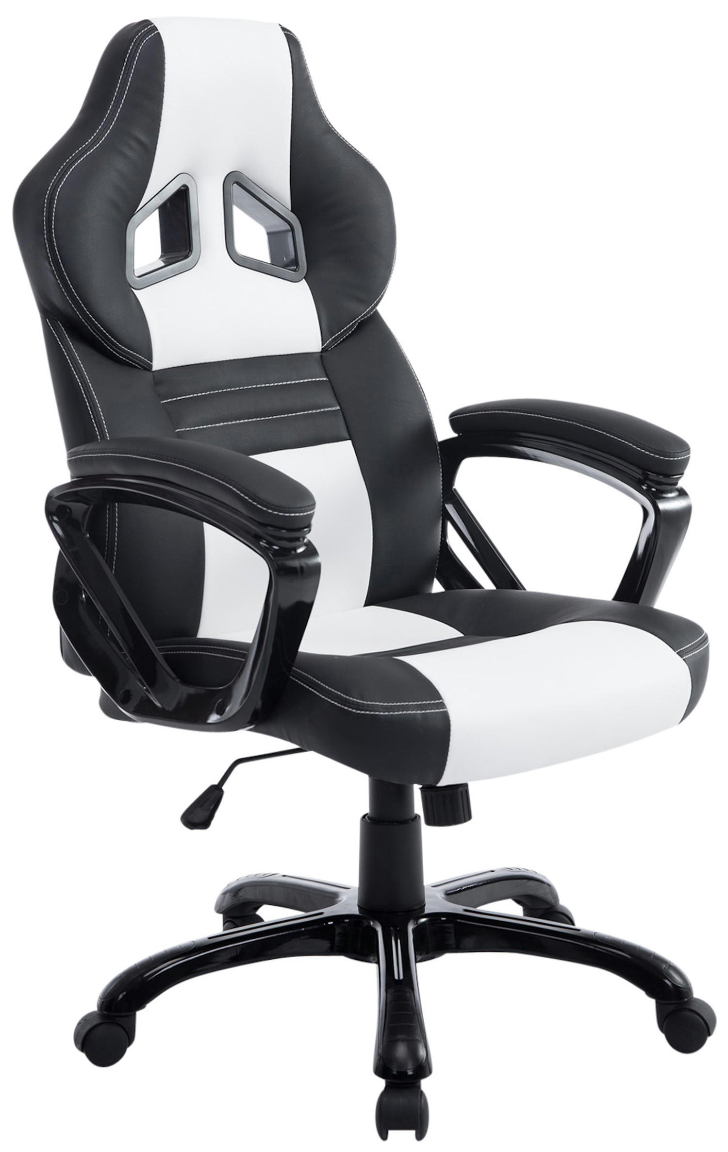 BÜROSTUHL Peso, Kunstleder Schwarz/Weiß - Weiß, Kunststoff/Textil (65/124/70cm) - TPFLiving
