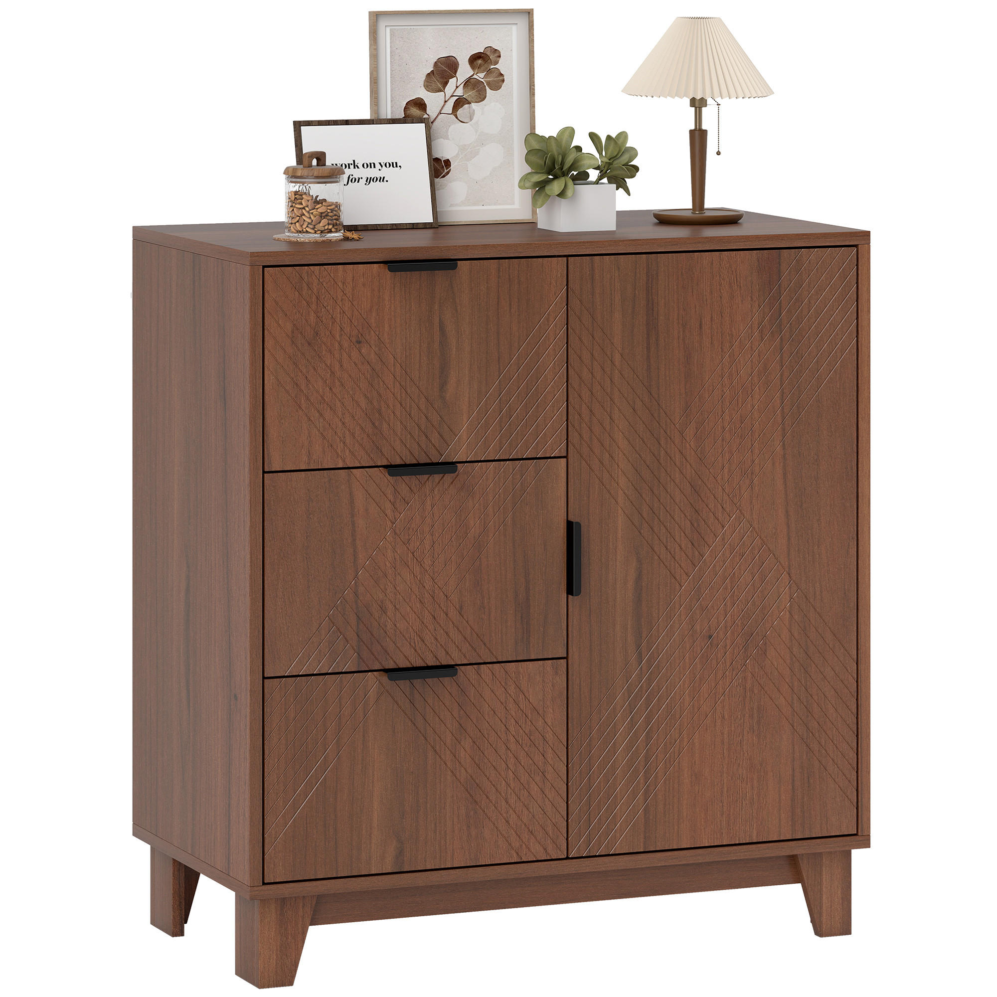 SIDEBOARD DE-11269 3 Schubladen Holzoptik Braun - Braun, Holzwerkstoff (75/80/39cm) - ComfortXL