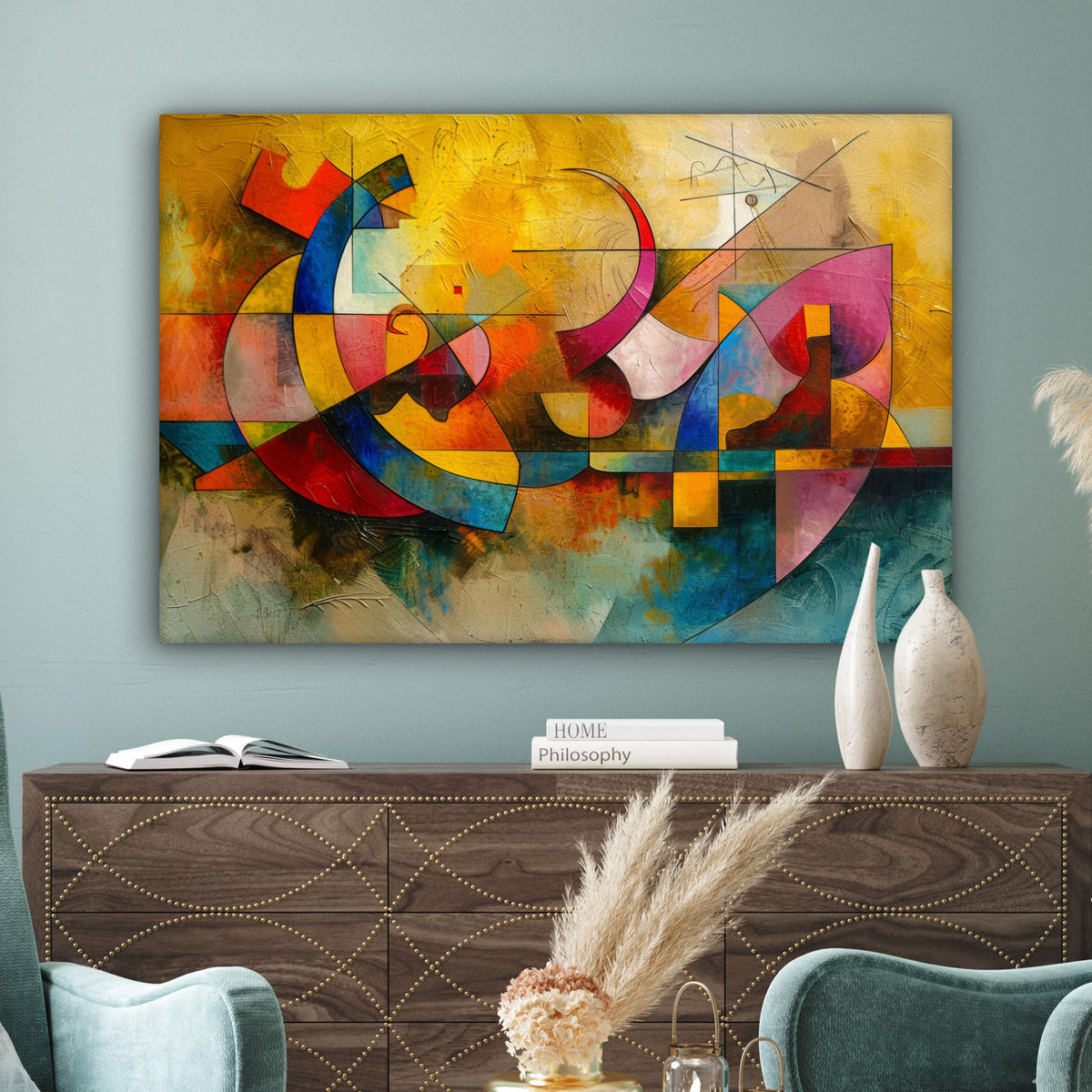 LEINWANDBILD Kunst - Abstrakt - Modern Groß 140x90 cm - Gelb, Textil (140/90cm) - MuchoWow
