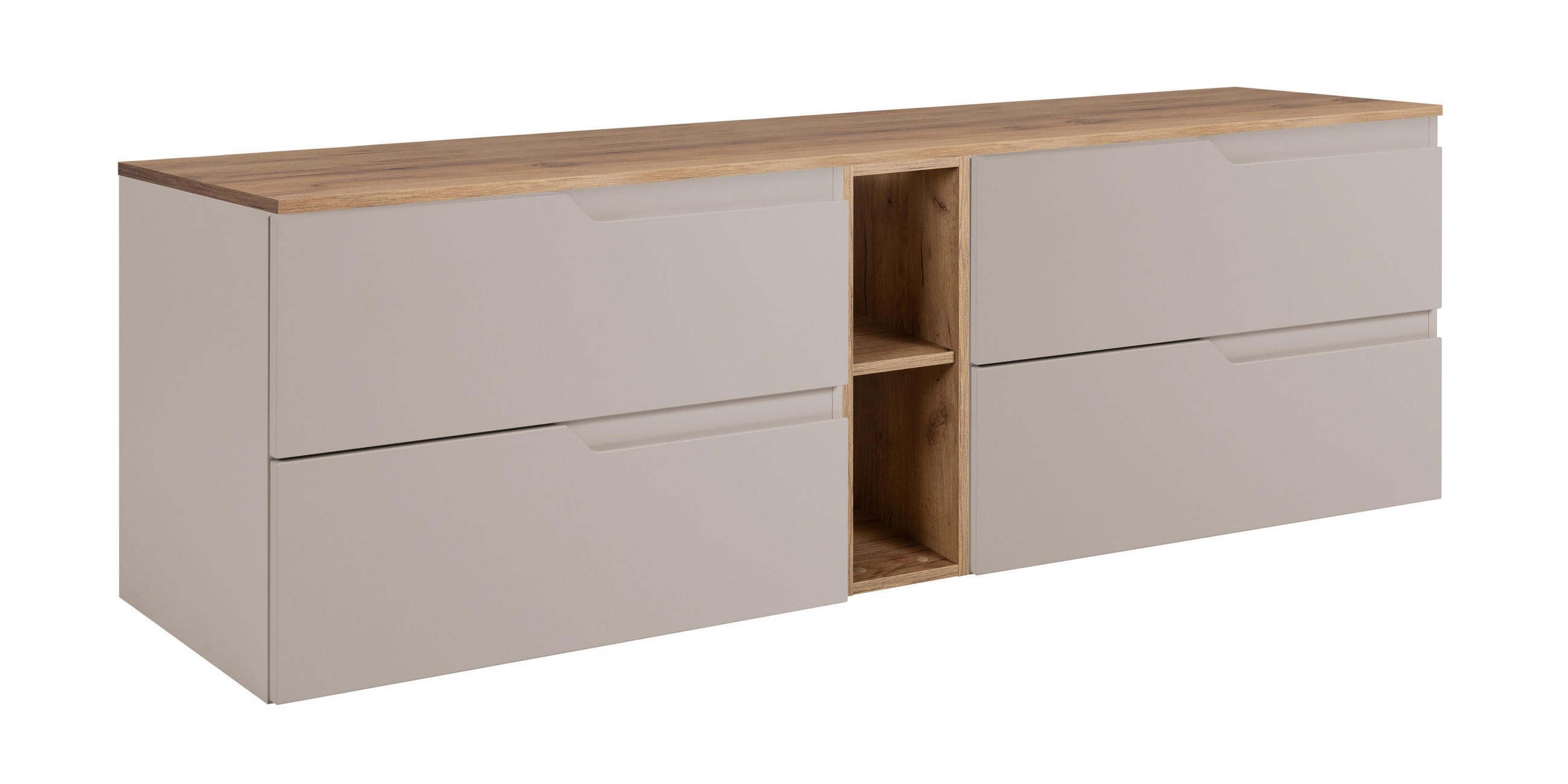 BADEZIMMERSCHRANK: Kaschmir / Eiche Craft, 180 (2 x 80 + 20) x 46 x 58 cm - Kaschmir/Eichefarben, Holzwerkstoff (180/58/46cm) - 3XE LIVING
