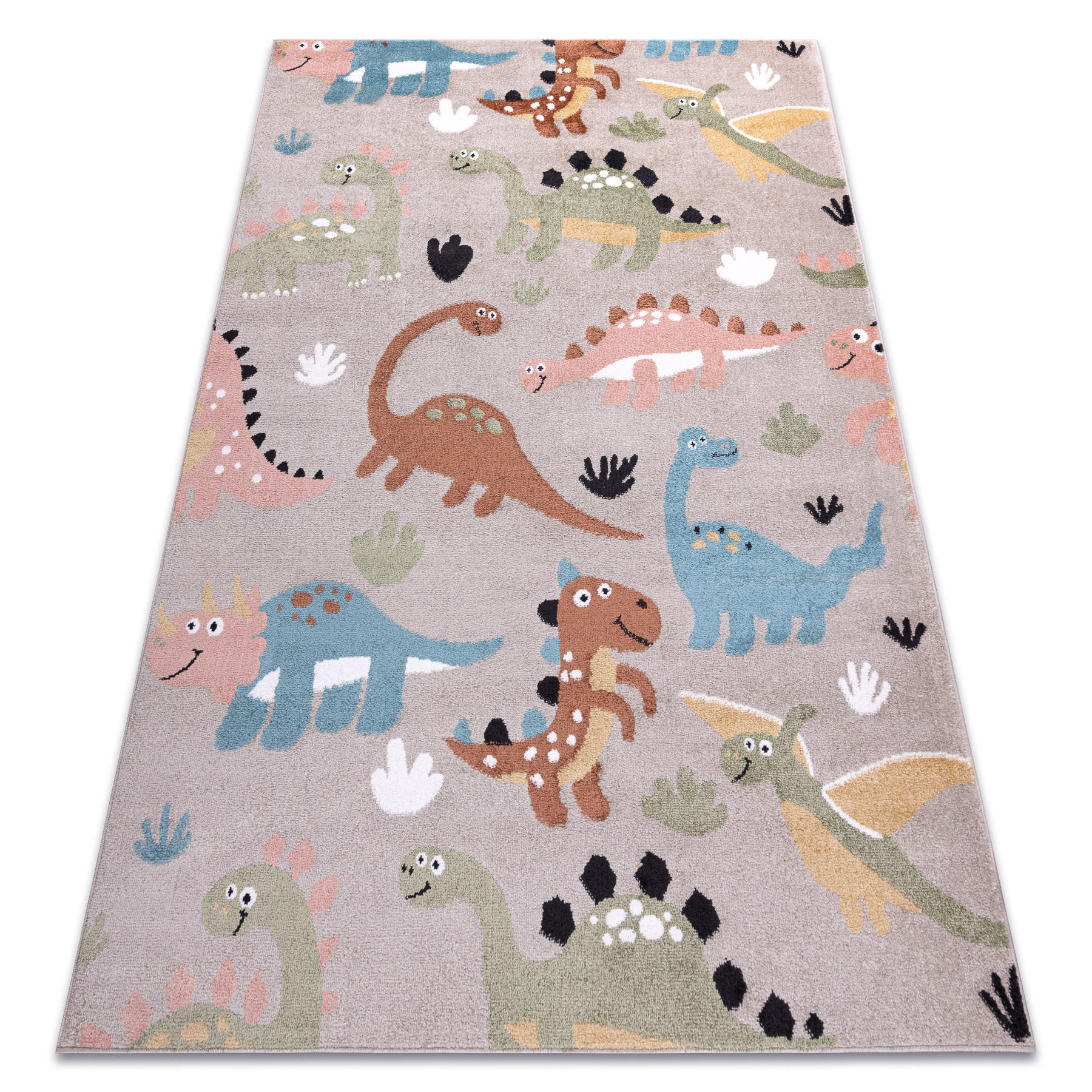 rugsX KOBEREC FUN Dino pro děti, dinosauři béžová 80/150 cm