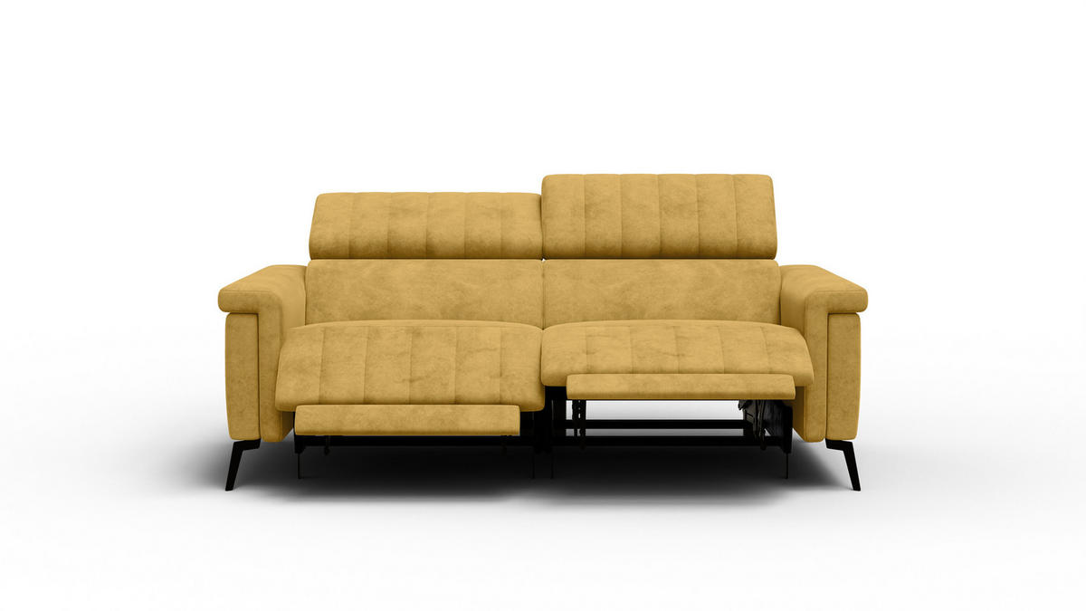RELAXSOFA NORDEL 3-Sitzer, senfgelb - Gelb/Schwarz, Holz/Textil (194/80/105cm) - Courtois Laville