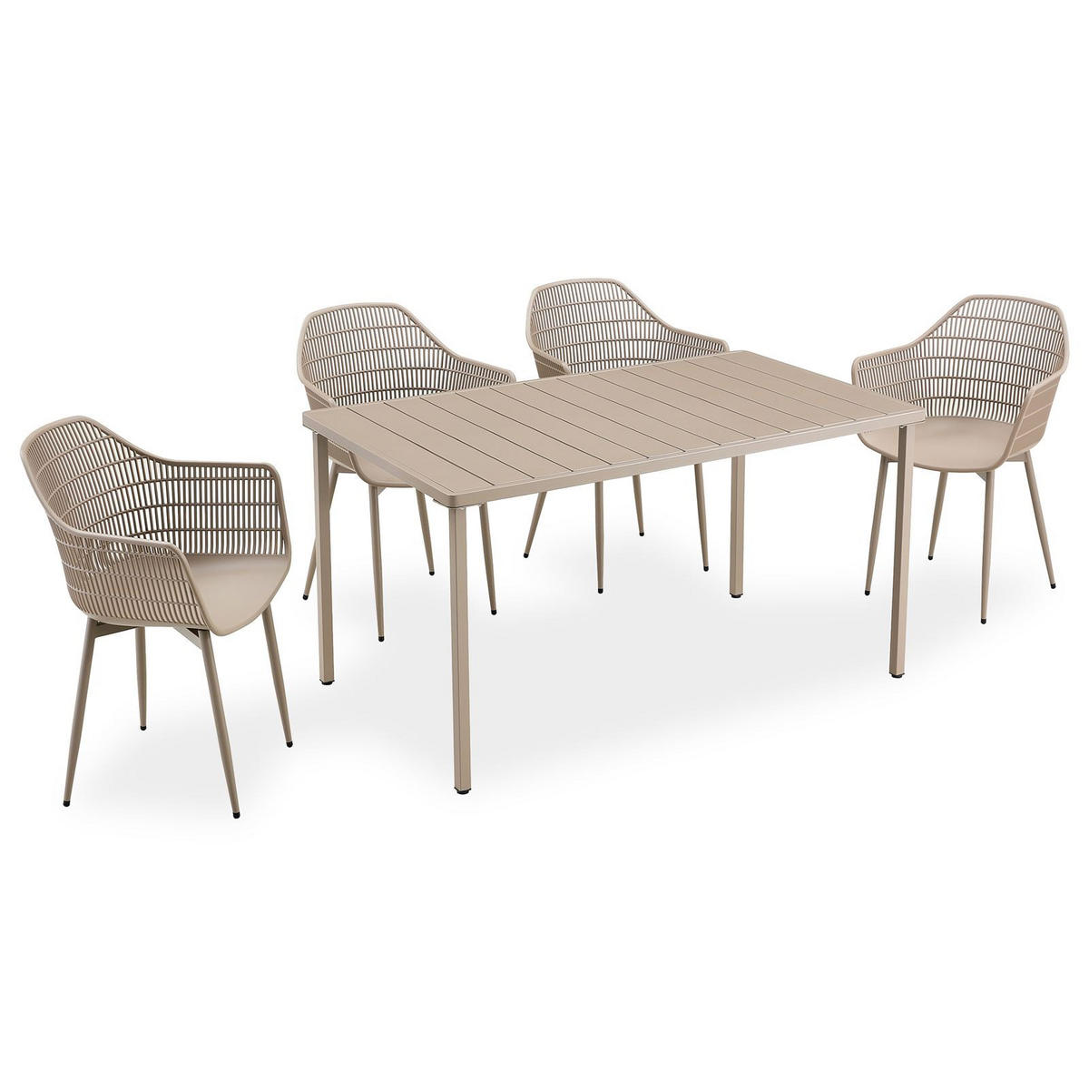 GARTENMÖBEL SET MARGHERITA 5er Set champagne - Champagner, Metall - IDIMEX