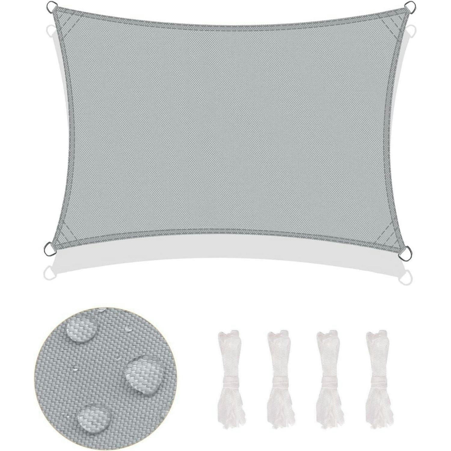 SONNENSEGEL 2 x 3 m Wasserdicht Hellgrau - Grau, Textil (34/26cm)