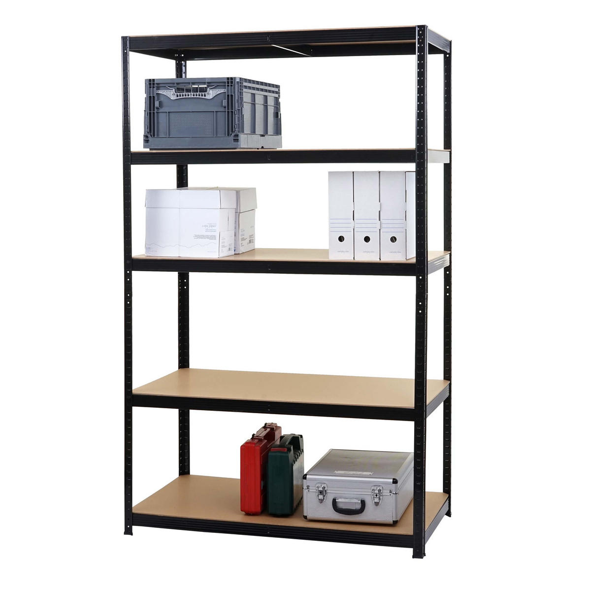 SCHWERLASTREGAL Schwarz, Braun - Schwarz/Braun, Metall (121/200/61cm) - MCW