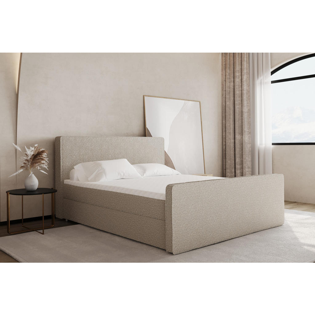 Thumbnail - Kaiser Möbel Boxbett, Champagner, Textil, H3, Höhe ca. 20 cm, einmalig seitenverkehrt montierbar,Rechteckig, 120x200 cm,...